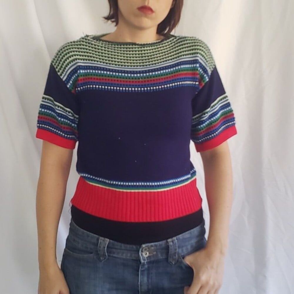 70s Blue, Green,‎ and Red Sweater